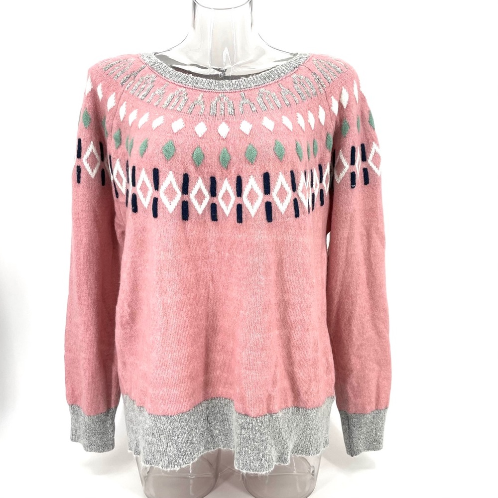 Time And Tru pink and gray pullover sweater